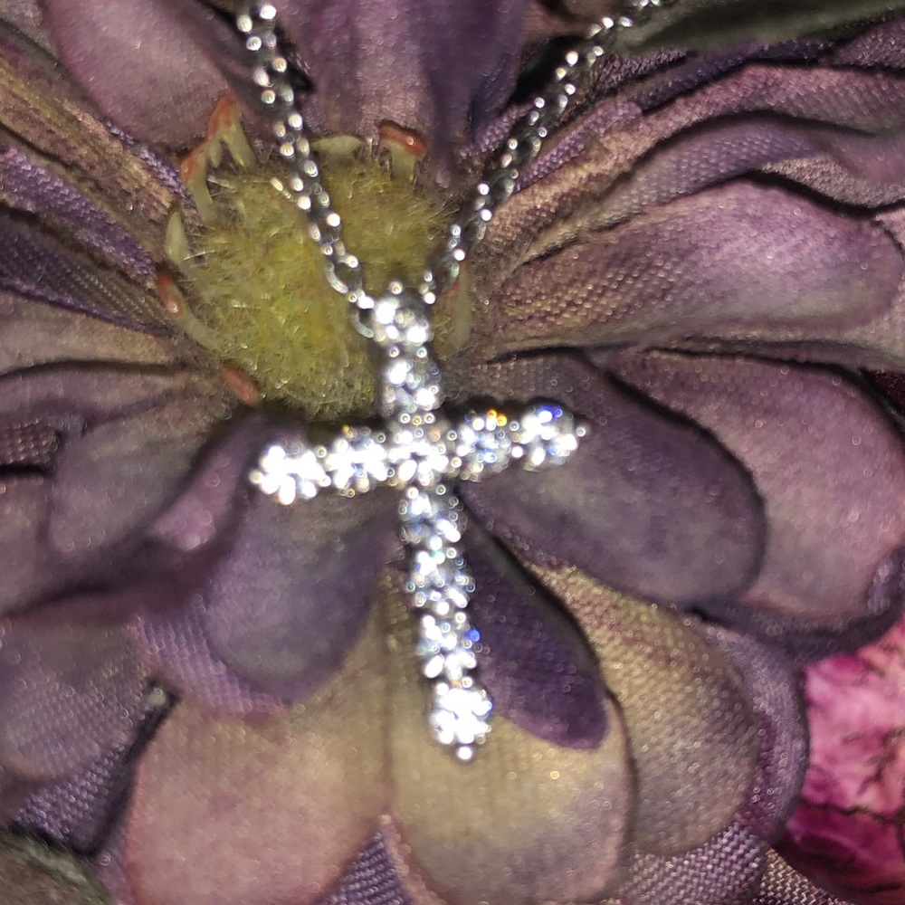 Diamonique Petite Cross Necklace